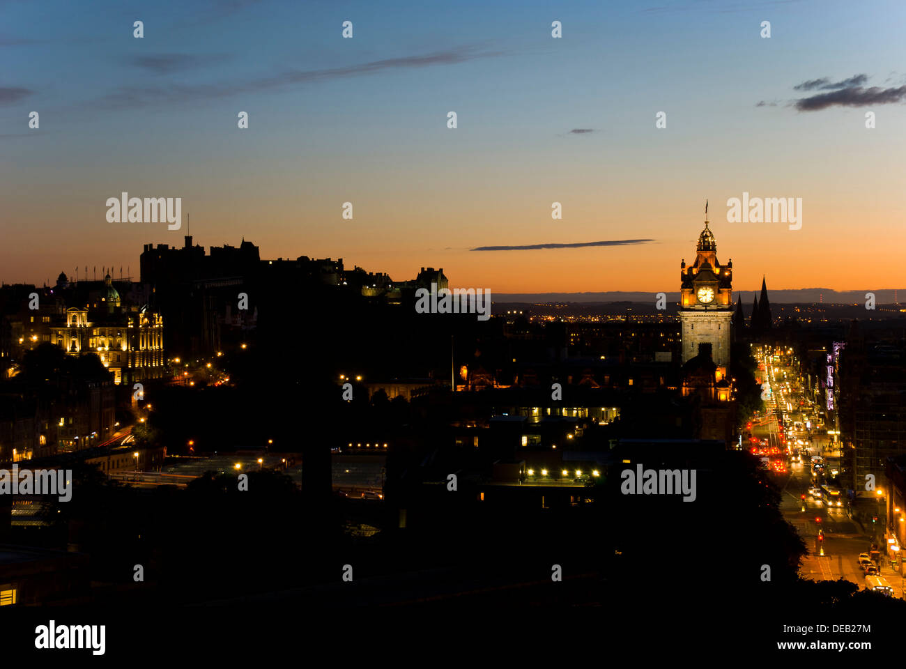 Edinburgh skyline at dusk Stock Photo