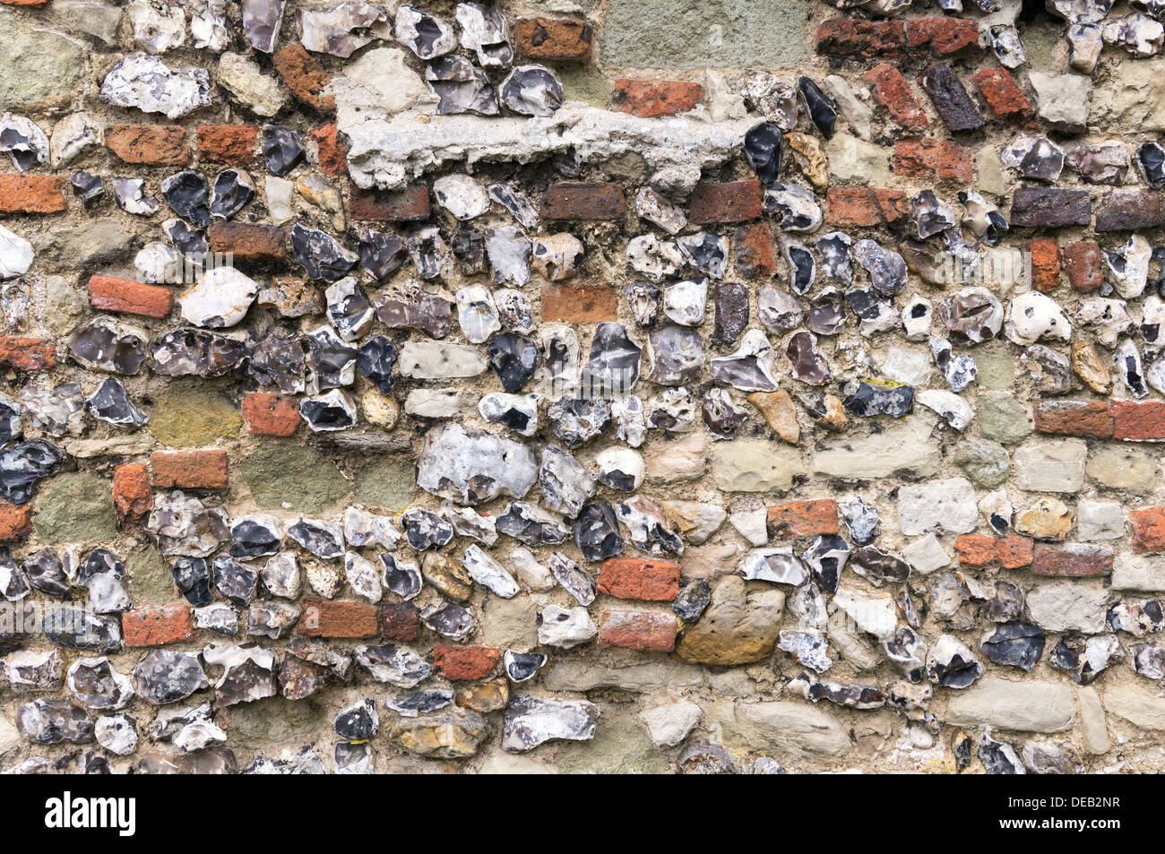 Old cobbled brick and flint wall Stock Photo Alamy