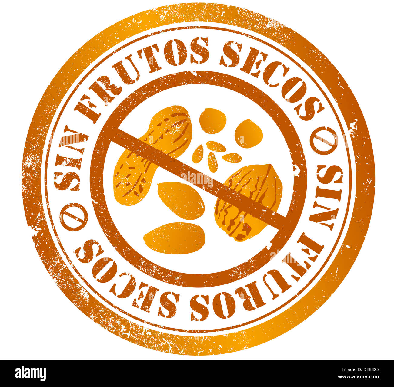 nut free grunge stamp, in spanish language Stock Photo Alamy
