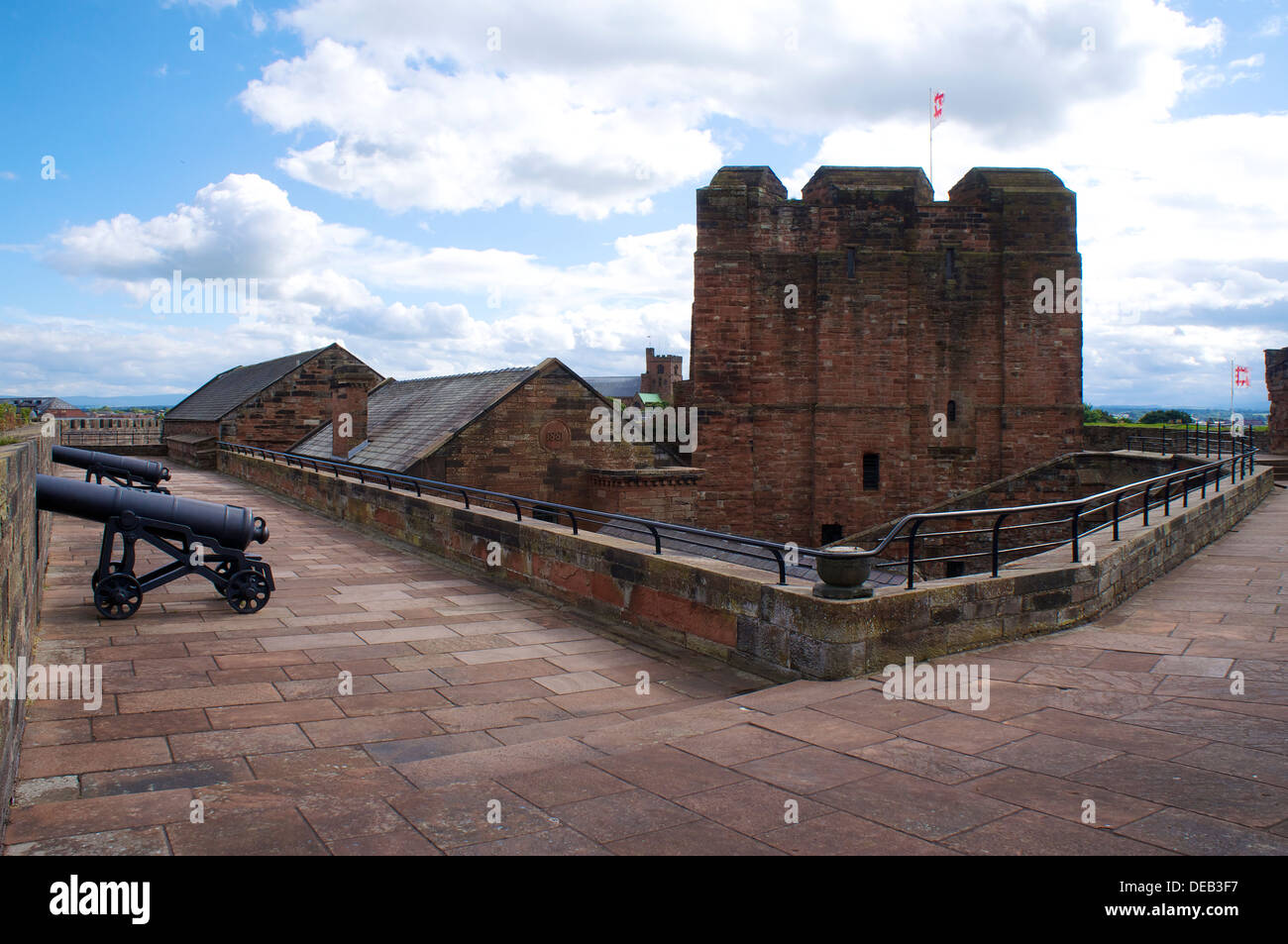 Carlisle Castle Norman Keep Tower with canon on battlements Carlisle Cumbria England United Kingdom Stock Photo