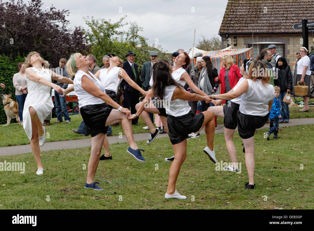 Re-enactors recreate the Womens League of Health & Beauty & demonstrate a keep fit regime of the 1930's to 1940's Stock Photo