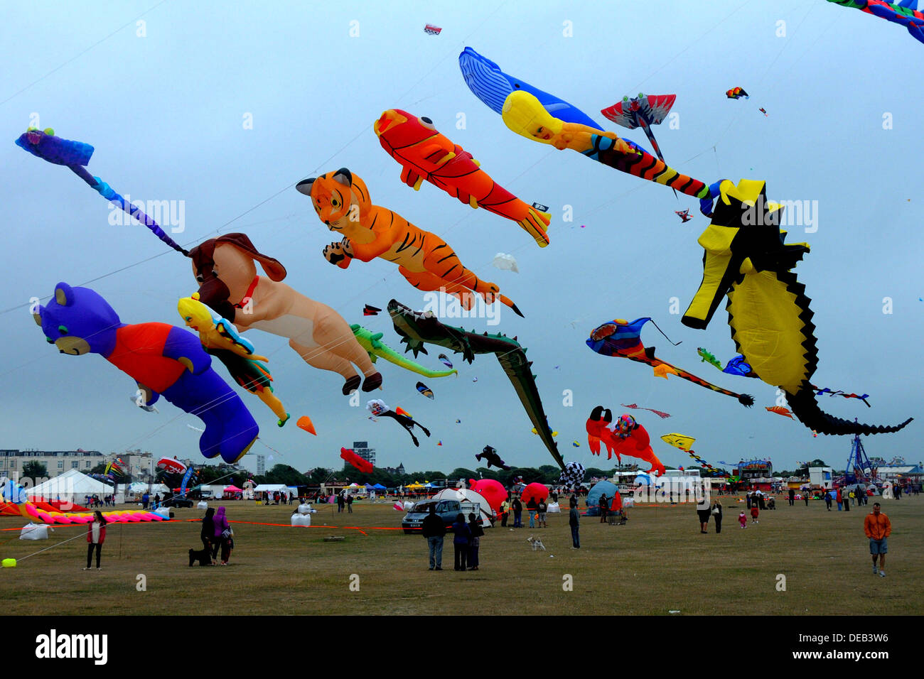 THE ANNUAL KITE FESTIVAL AT SOUTHSEA, HAMPSHIRE AUGUST 2013 Stock Photo