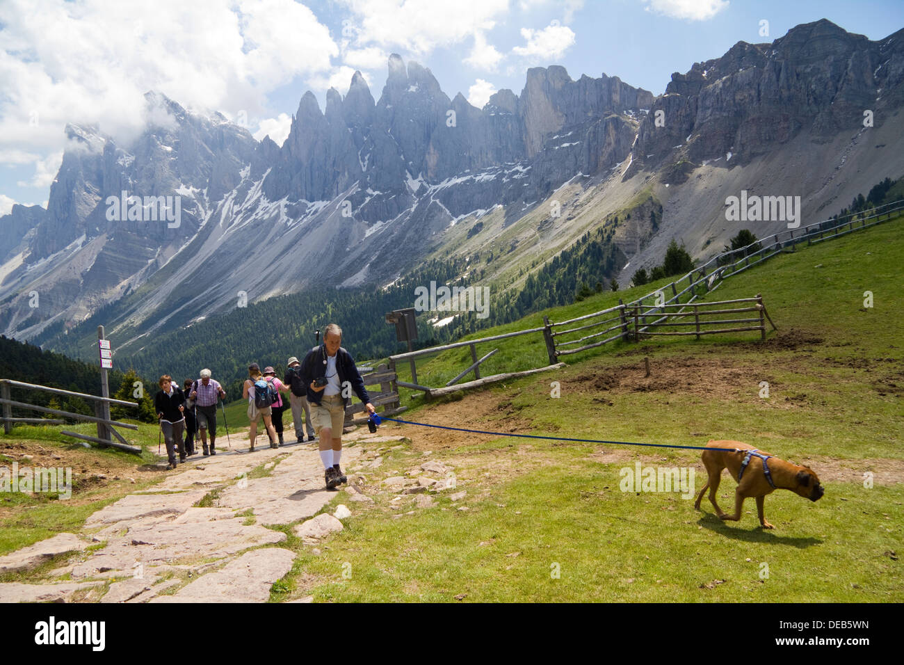 Hiking in the Dolomites Alps Italy Stock Photo - Alamy