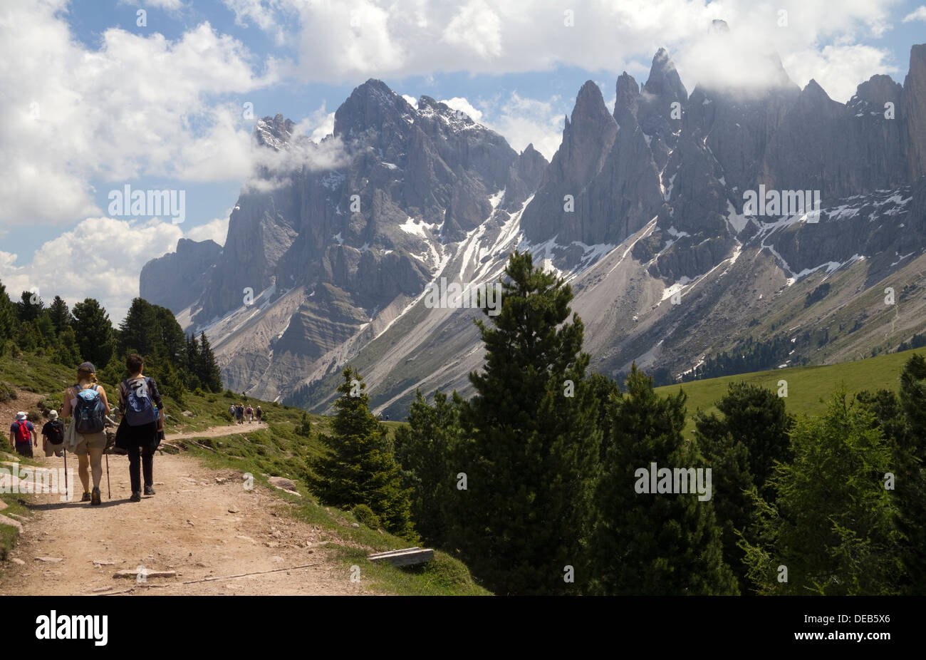 Hiking in the Dolomites Alps Italy Stock Photo - Alamy