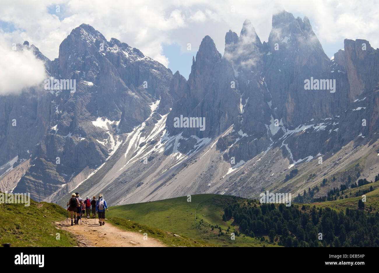 Hiking in the Dolomites Alps Italy Stock Photo - Alamy