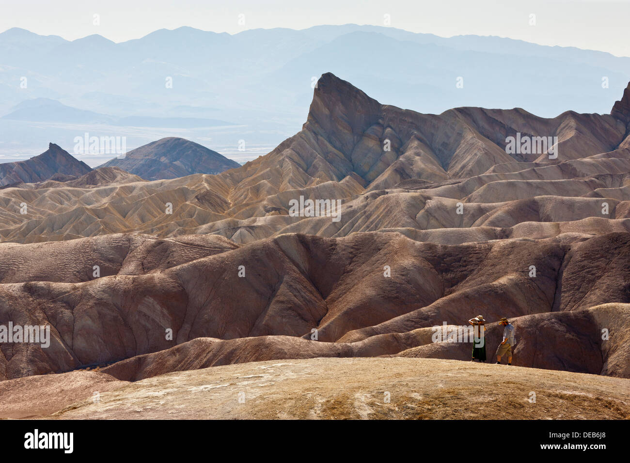 Landscape with Manly Beacon at Zabriskie Point, Death Valley, California, USA. JMH5371 Stock Photo