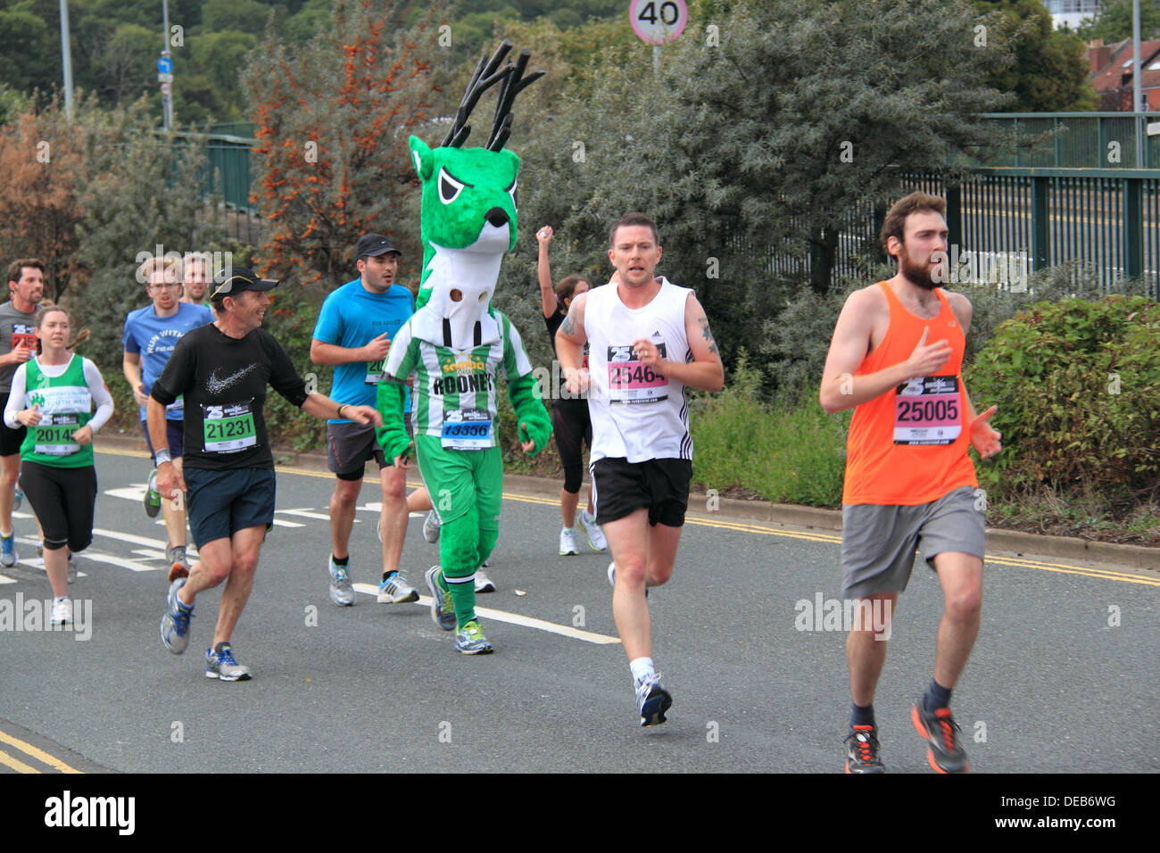 25th Bristol Half Marathon. Sunday 15th September 2013. Deer fancy dress runner. Up to 20,000 participants took part in this increasingly popular national and international running event which features top athletes as well as fun-runners and charity fundraisers. Credit:  Ian Bottle/Alamy Live News Stock Photo