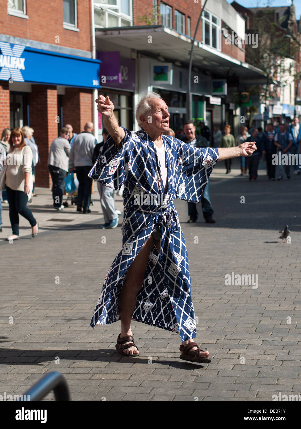 Street performer, Bury, Lancashire Stock Photo