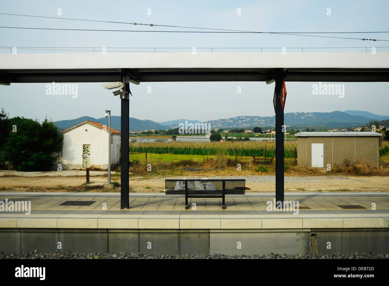 A platform at Blanes (Spain) train station. Stock Photo