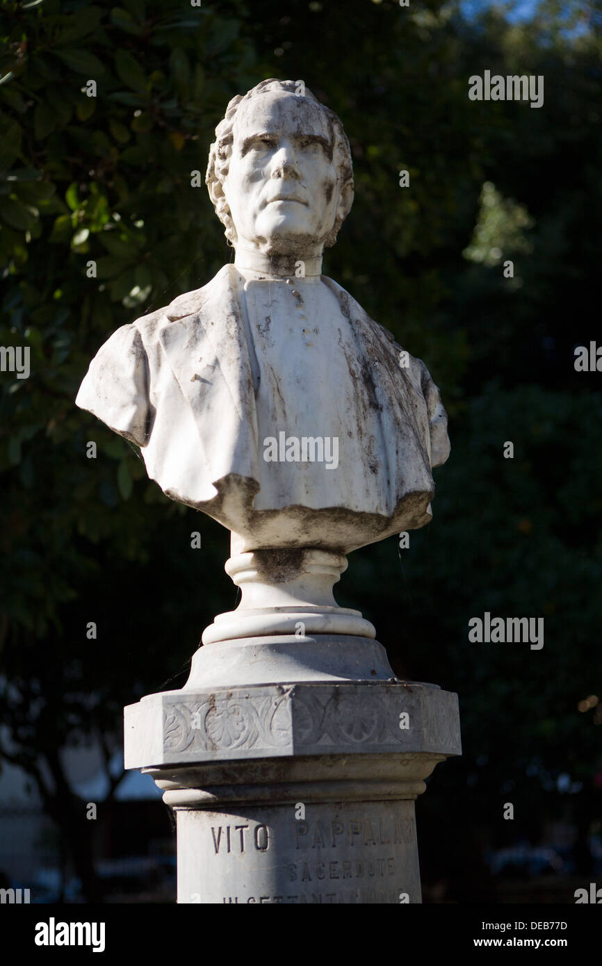 A statue in the park of Villa Margherita in Trapani in the Province of Trapani, Sicily. Stock Photo