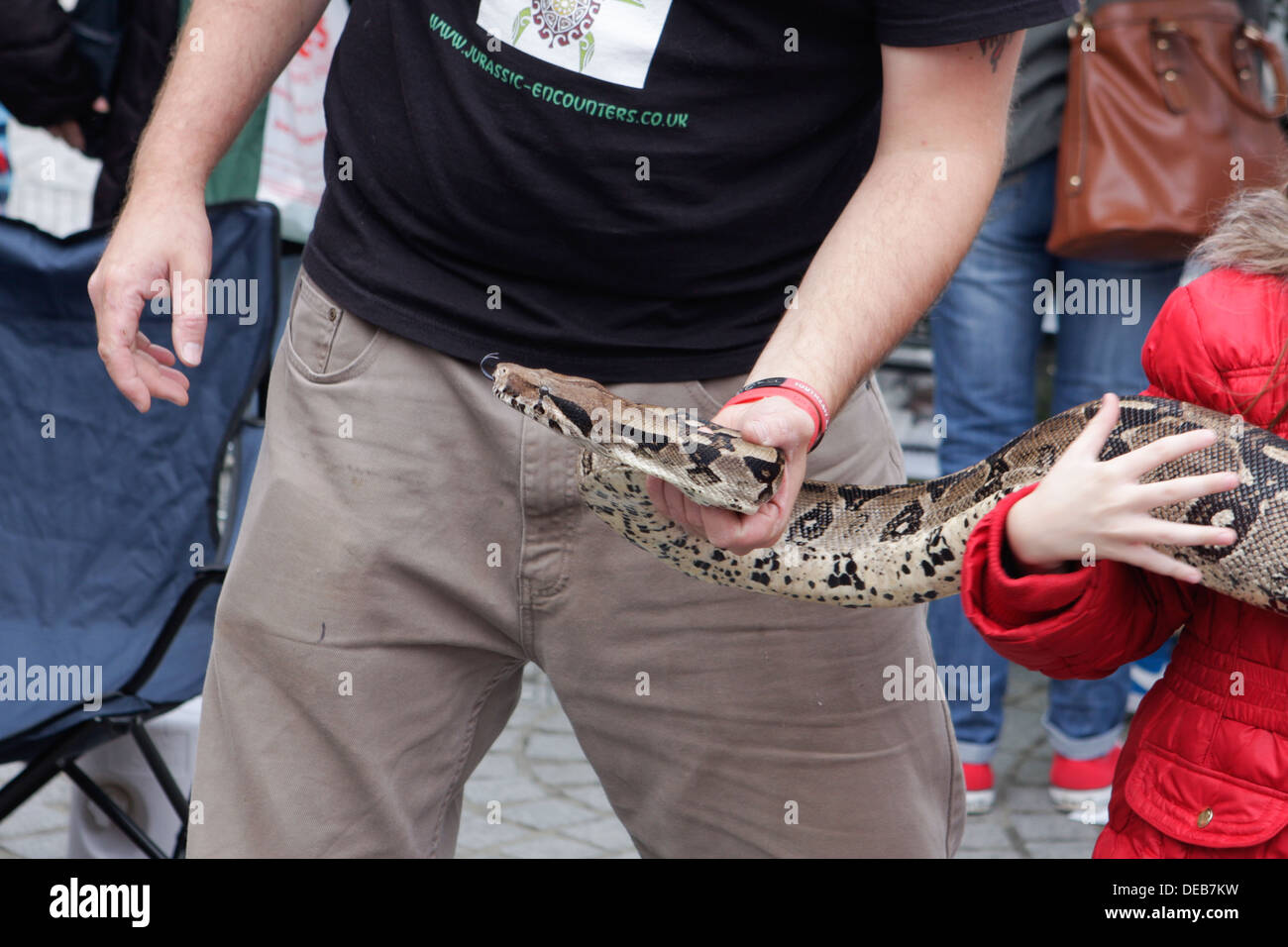 A python-handlng display in a town Stock Photo