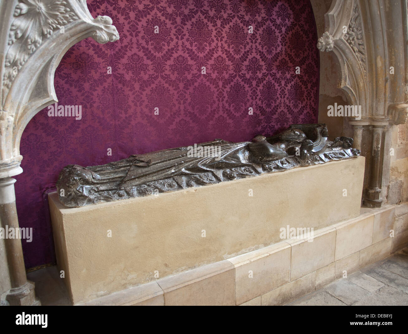 13th century Purbeck marble effigy in the Chapel of St Nicholas Romsey Abbey Hampshire England