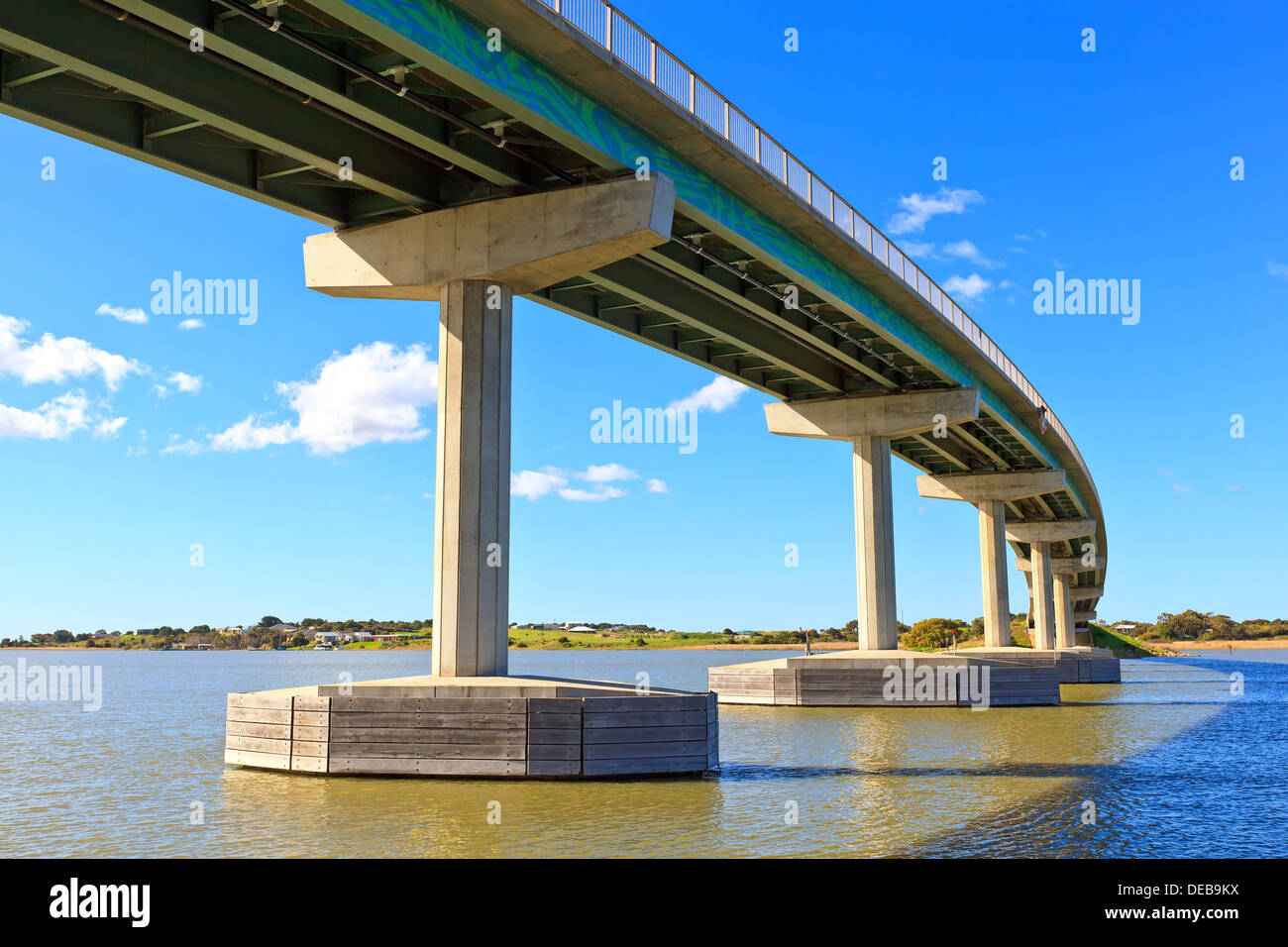 Hindmarsh Island bridge that spans the Murray River at Goolwa in South Australia Stock Photo