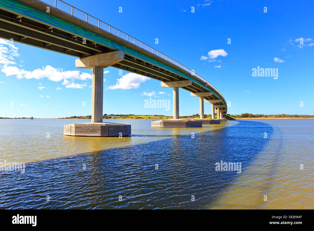 Hindmarsh Island bridge that spans the Murray River at Goolwa in South Australia Stock Photo