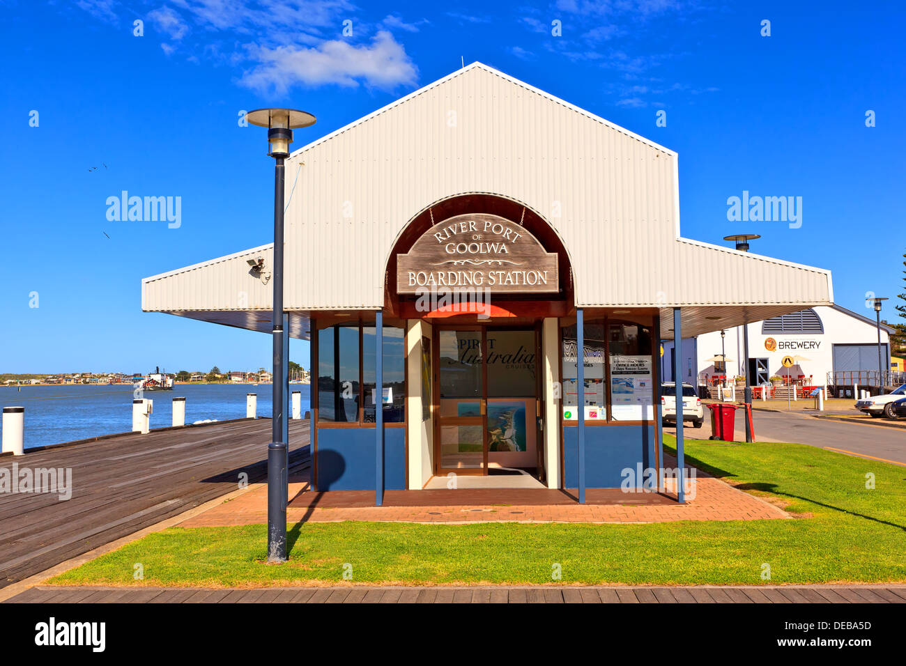 River Port of Goolwa boarding station on the Murray River in South Australia Stock Photo