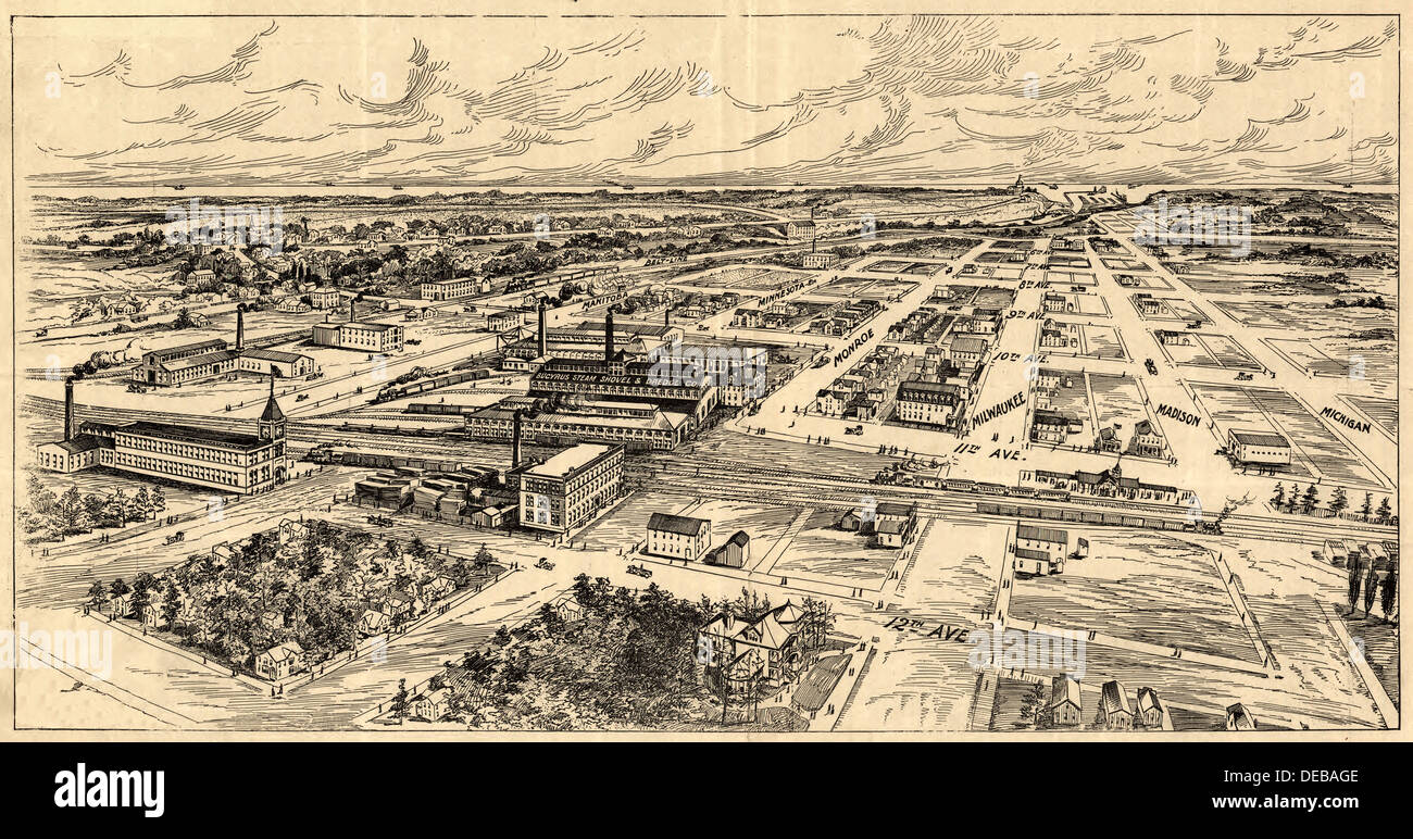 Bird's-eye view of South Milwaukee 1906 Stock Photo