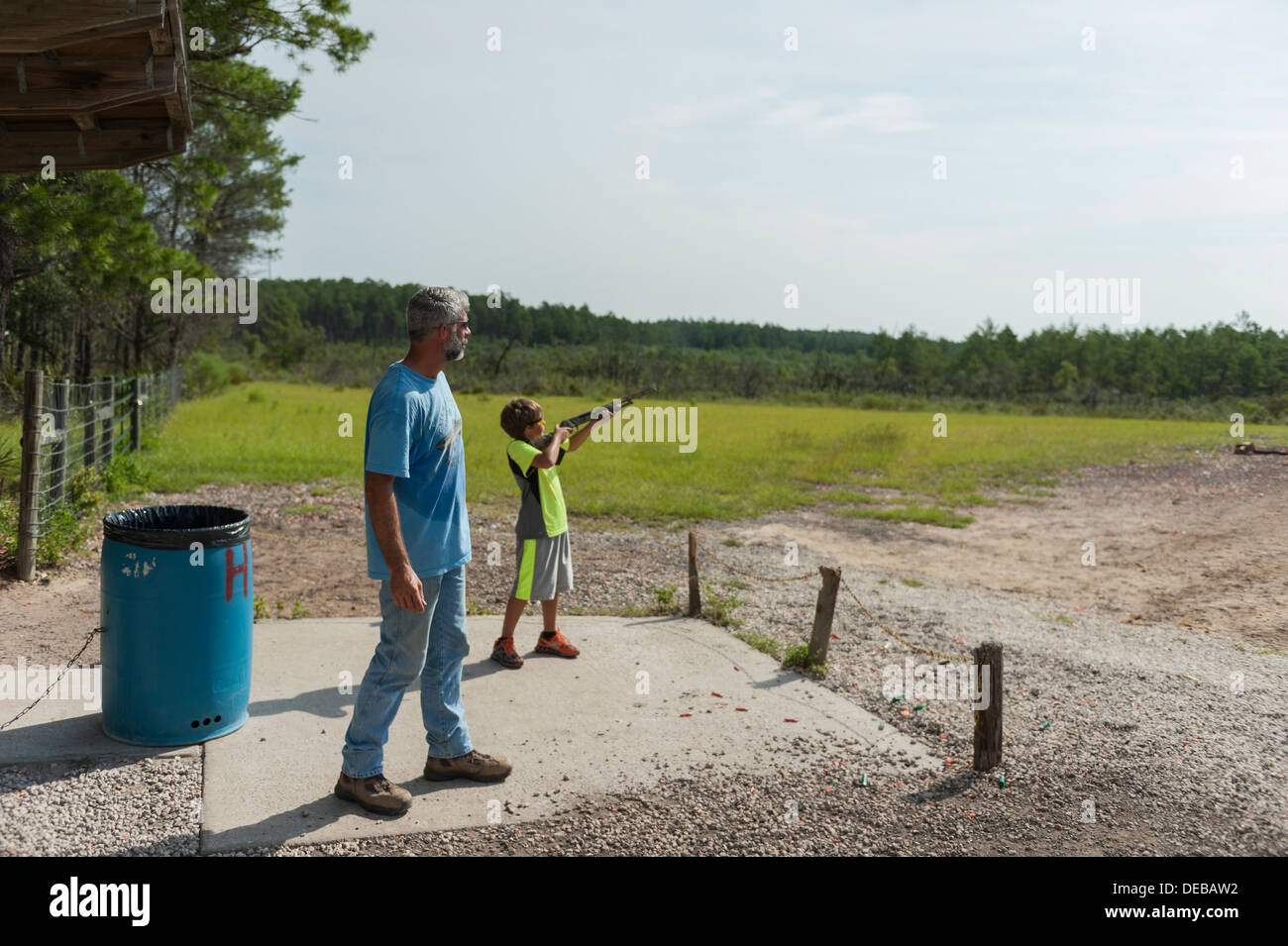 Father and son shooting skeet at the Ocala National Forest Public
