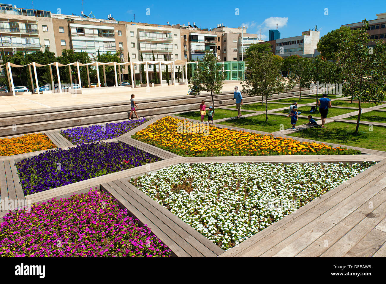 Flower gardens at 'Habimah Square' Tel Aviv Israel Stock Photo