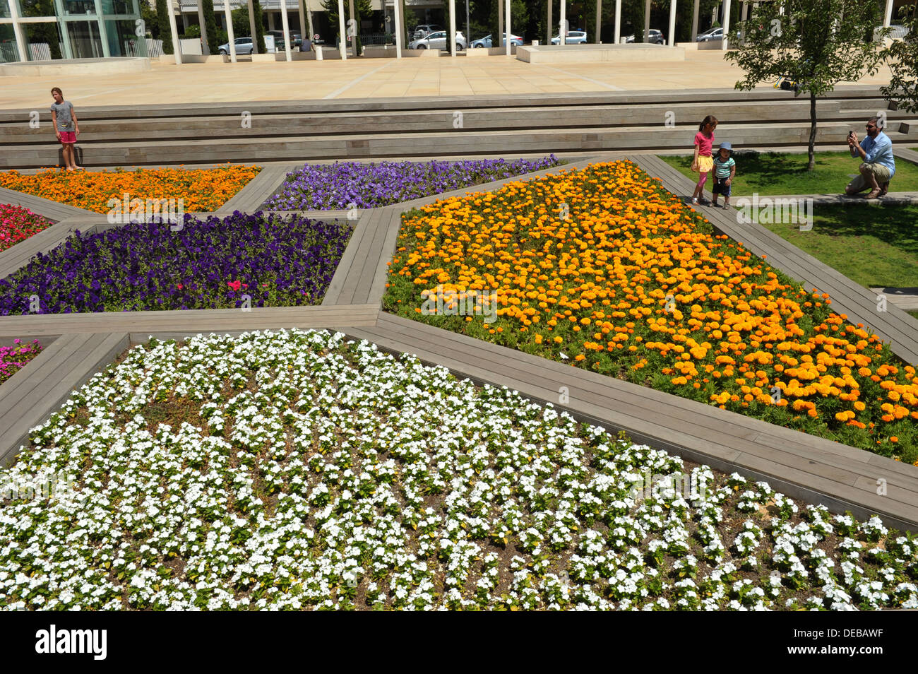 Flower gardens at 'Habimah Square' Tel Aviv Israel Stock Photo