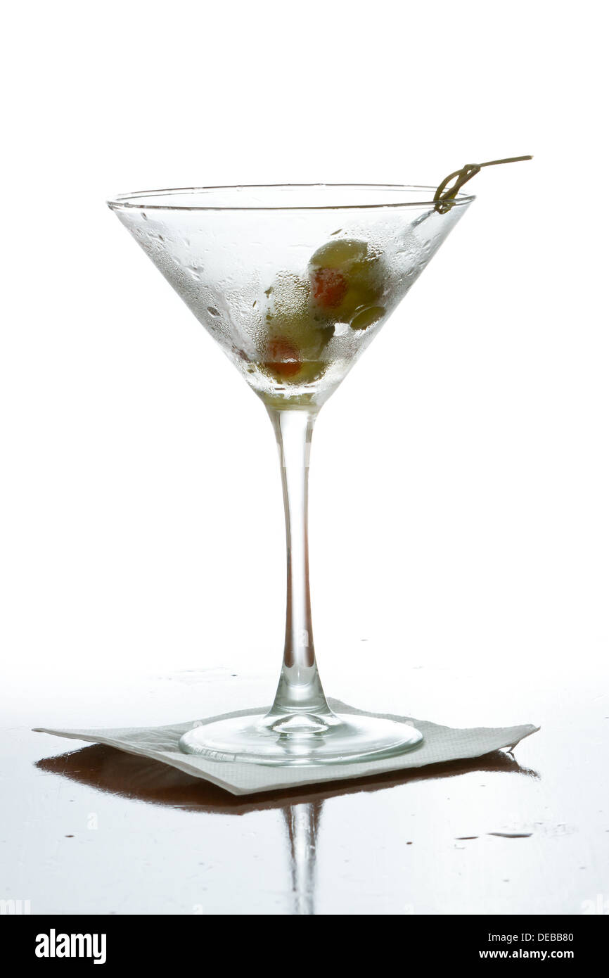 classic cocktail served with pimento stuffed cocktail olives Stock Photo