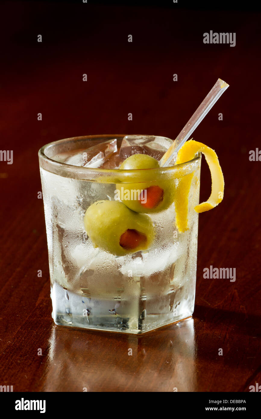 Vodka cocktail rocks glass lemon twist hires stock photography and