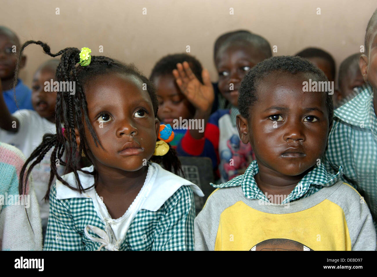 Pre-school children in a day care centre in Akropong-Akwapim, Eastern Region, Ghana Stock Photo