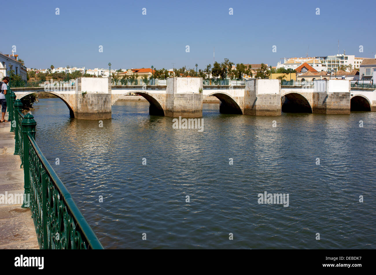 Roman bridge River Rio Gilao Tavira Algarve Portugal Stock Photo
