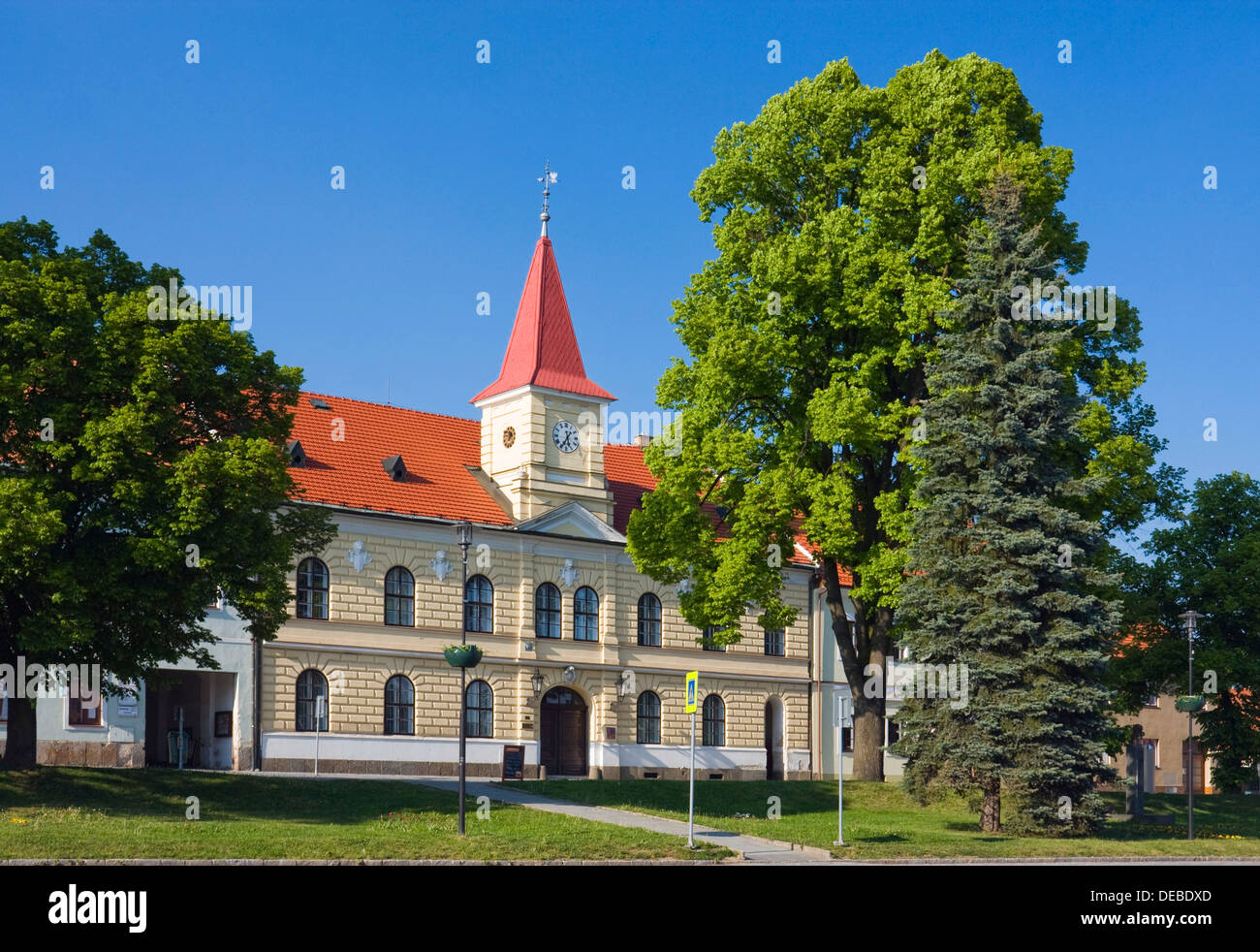 Town Hall, Velka Bites, Zdar nad Sazavou district, Vysocina County, Czech Republic, Europe Stock Photo