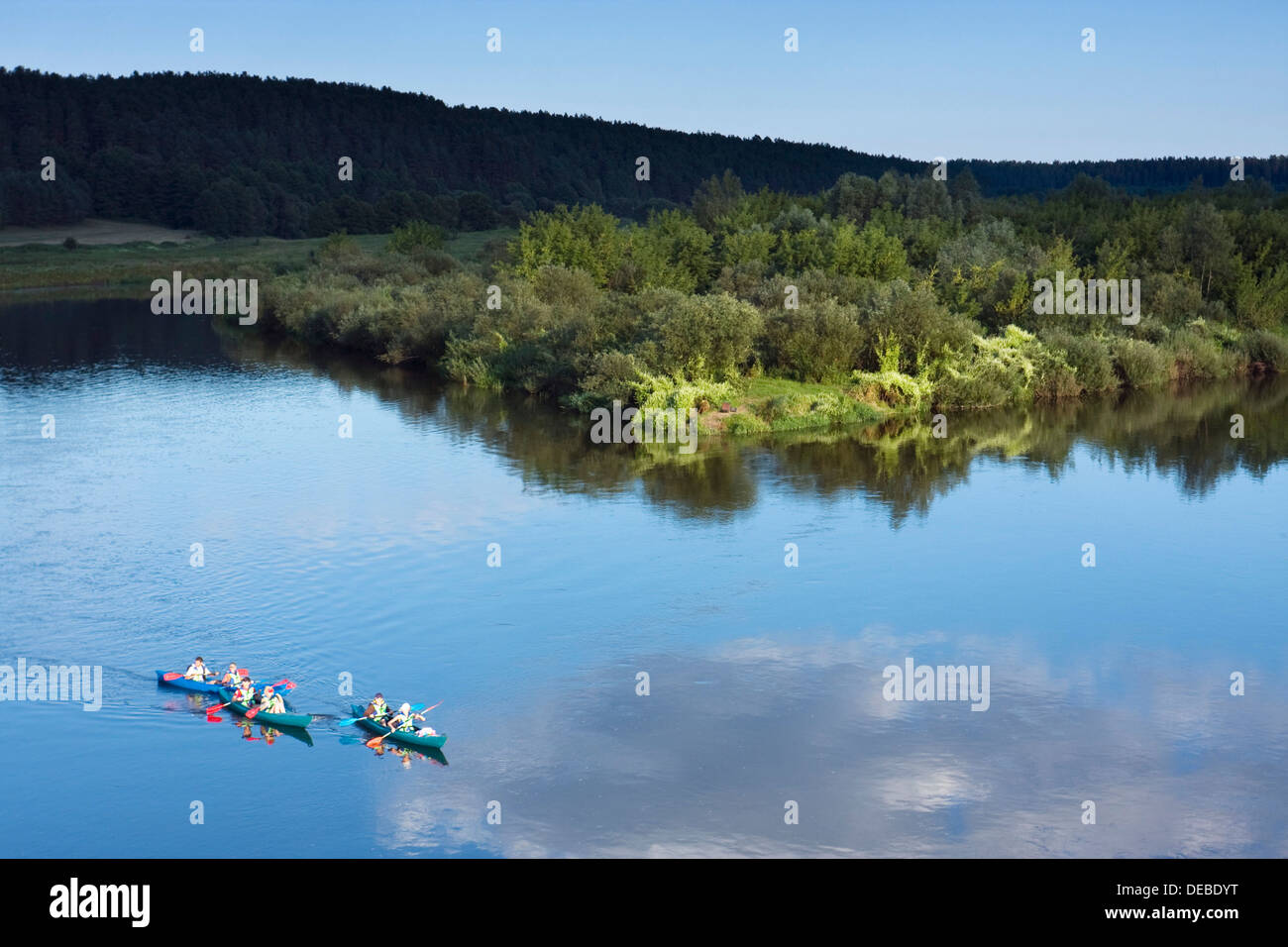 Conflux of Nemunas and Merkis Rivers near Merkine, Dzukijos National Park, Lithuania, Europe Stock Photo