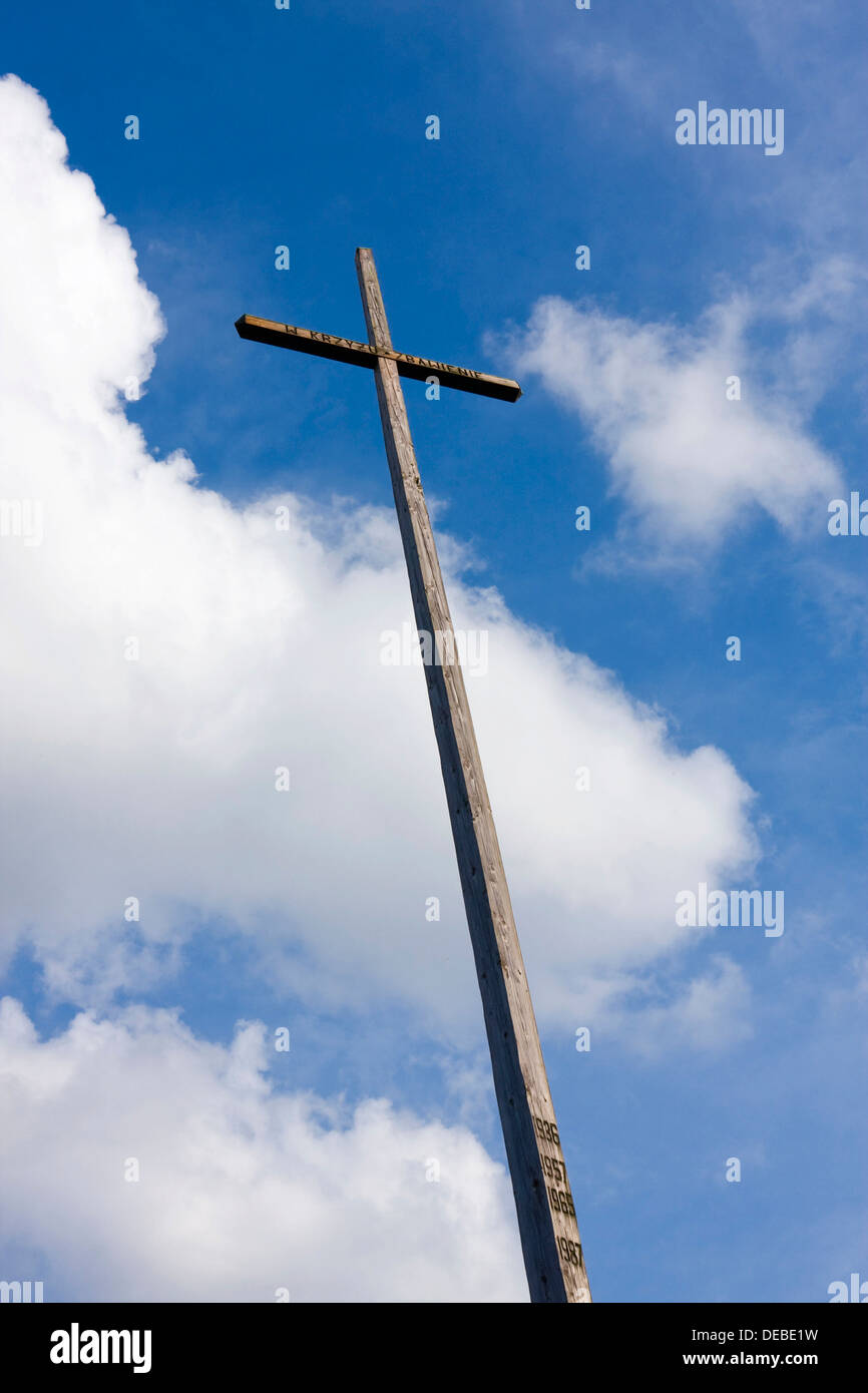 Mission cross near sanctuary of the Holy Cross, Swiety Krzys, Holy Cross Mountains, Swietokrzyski National Park Stock Photo