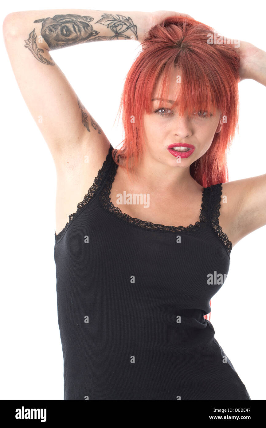 Model Released. Attractive Tattooed Young Woman Posing Stock Photo - Alamy