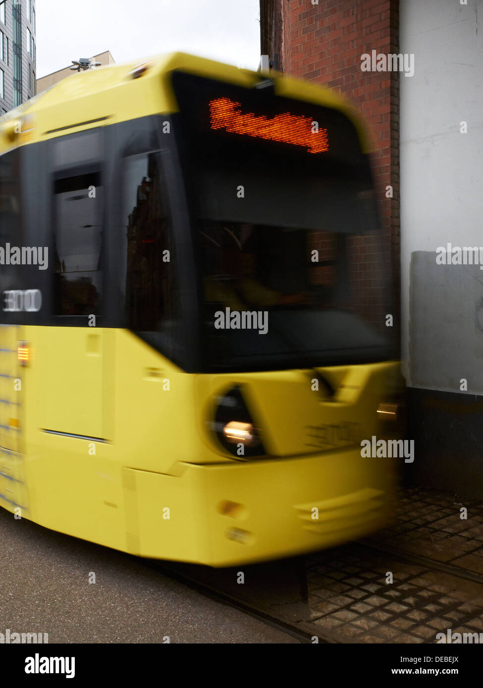 Tram arriving at Piccadilly station Manchester UK Stock Photo Alamy