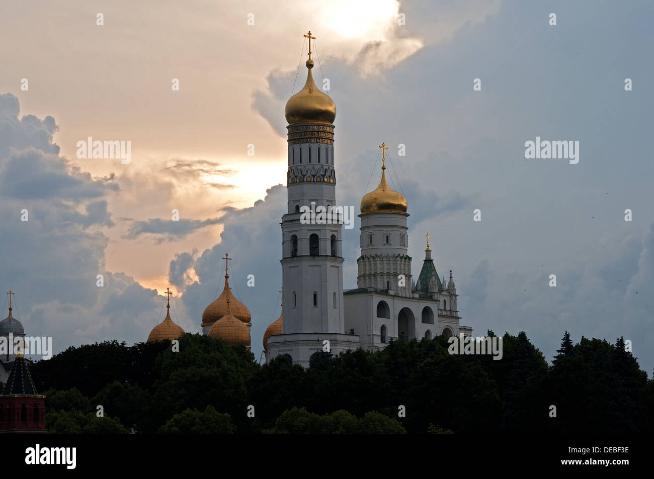 Moscow Kremlin. Ivan the great bell tower at night. Stock Photo