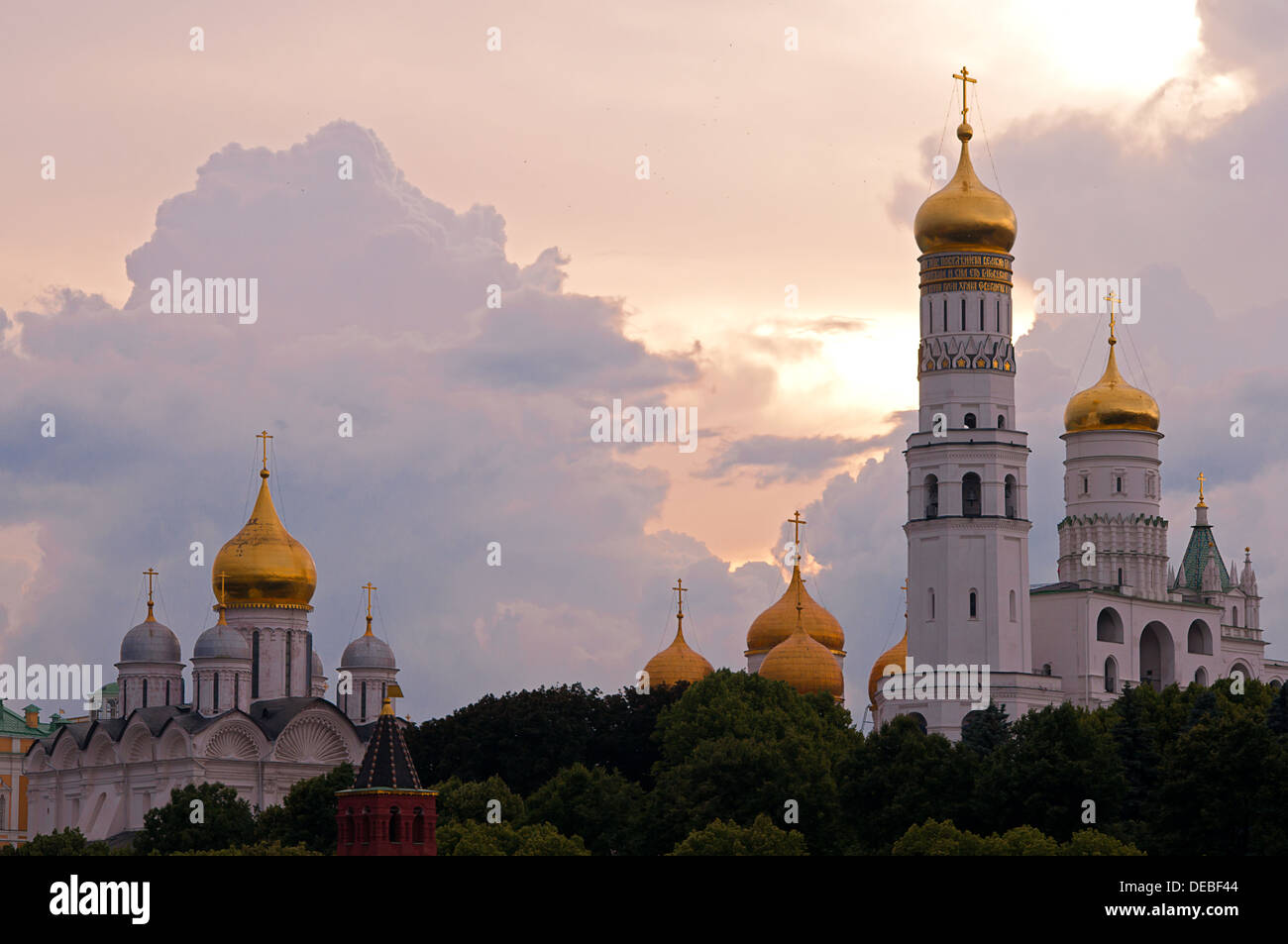 Ivan the great bell tower and archangel cathedral at the evening Stock Photo