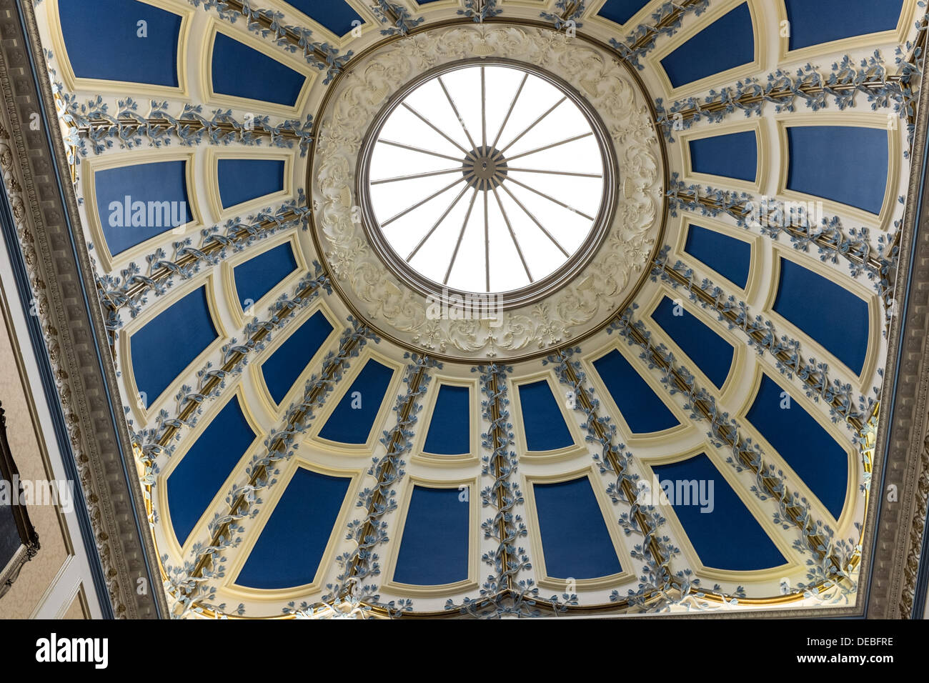 Domed ceiling above grand staircase in Shrigley Hall Hotel, Golf and Country Club, Pott Shrigley, Macclesfield, Cheshire Stock Photo