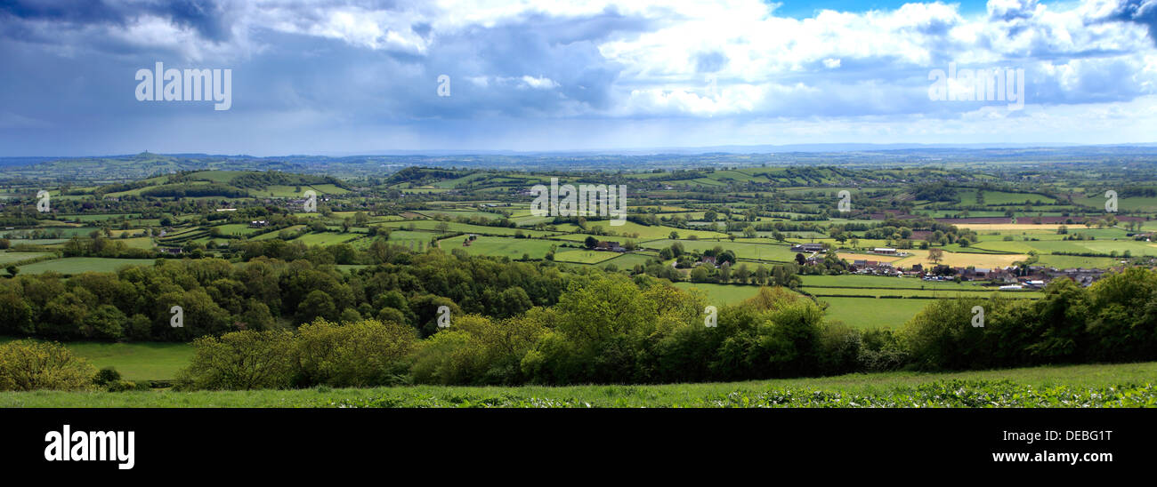 Summer view over the Somerset Levels, Somerset County, England, UK Stock Photo