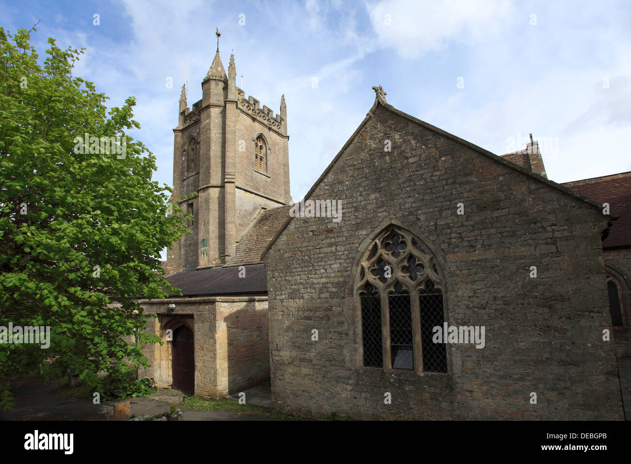 All Saints parish church, Nunney village, Somerset Levels, Somerset County, England, UK Stock Photo