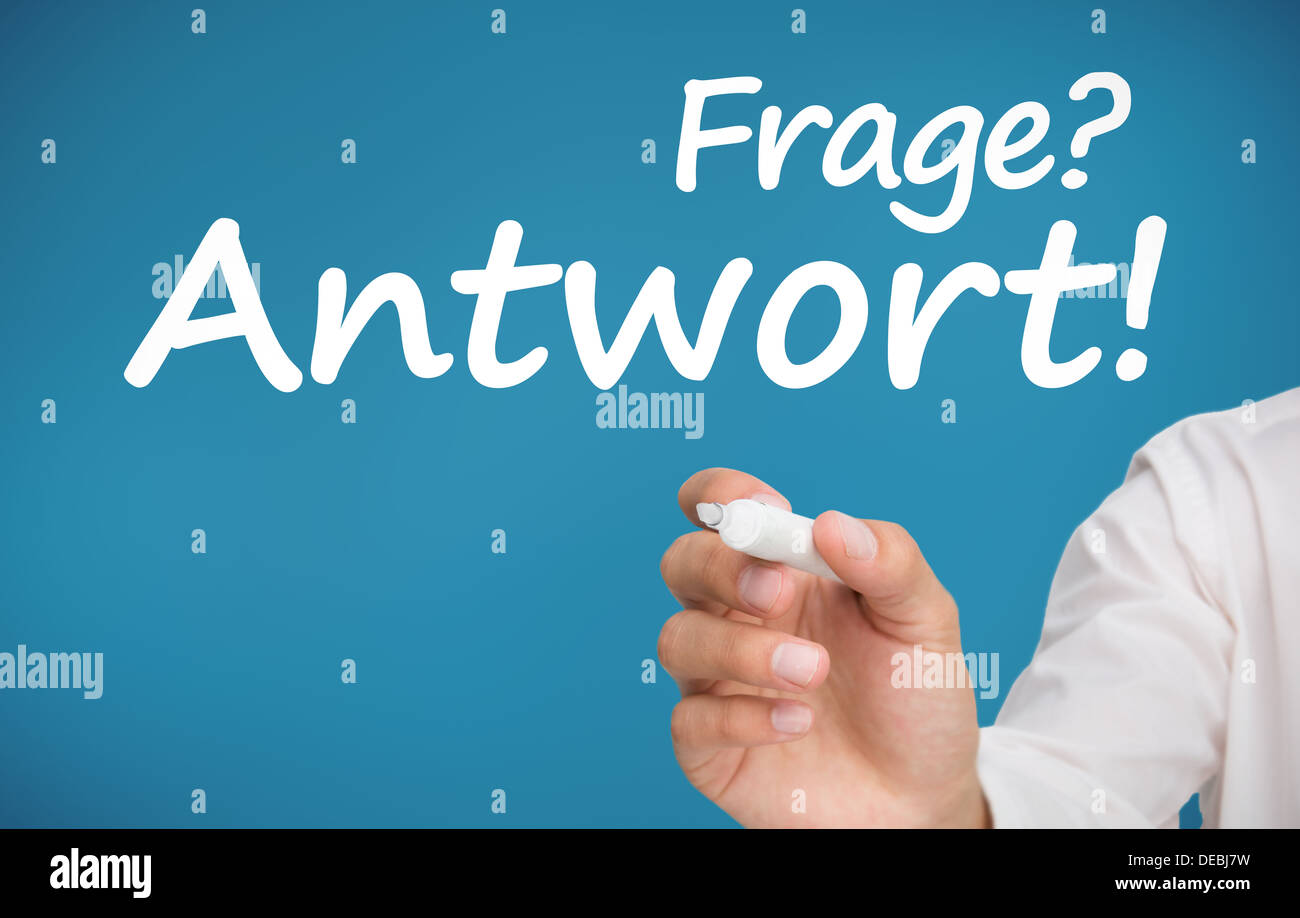 Hand writing frage and antwort withmarker Stock Photo