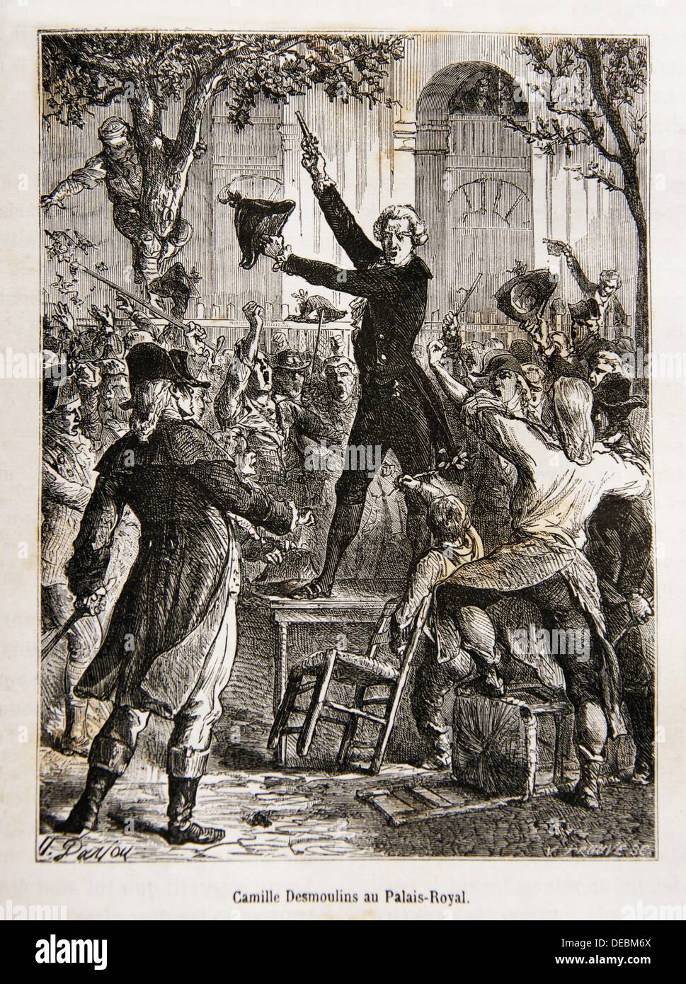Camille Desmoulins at the Palais-Royal, French Revolution (18th century), Paris, France Stock Photo