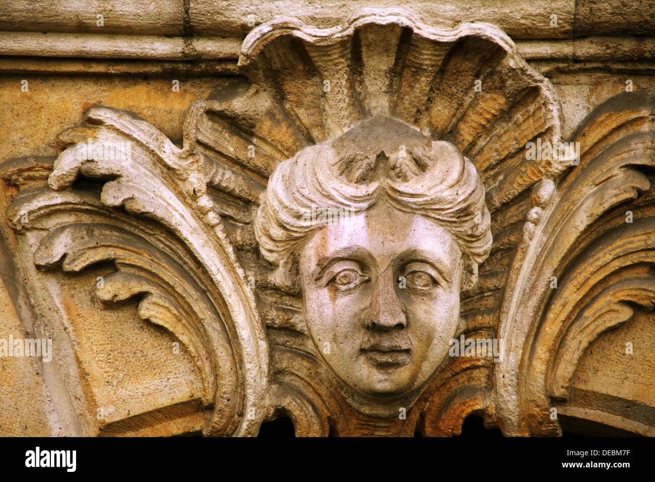 One of the famed ´mascaron´ on Quai Richelieu, Bordeaux, Gironde, Aquitaine, France Stock Photo