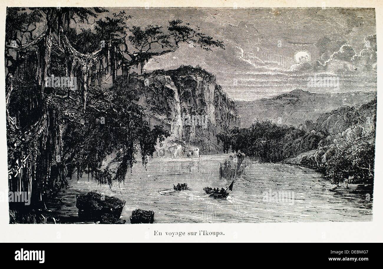 France, Madagascar: ´En voyage sur l´Ikoupa´, from the book ´Madagascar, la reine des Iles Africaines´, 1883 Stock Photo