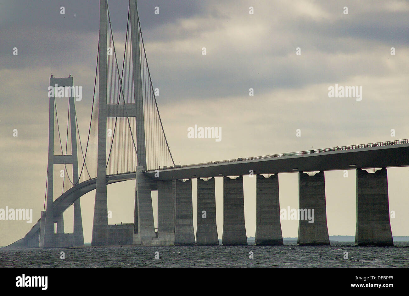 Denmark. ´Storebaelt´ bridge between Fyn and Sjaeland island Stock Photo