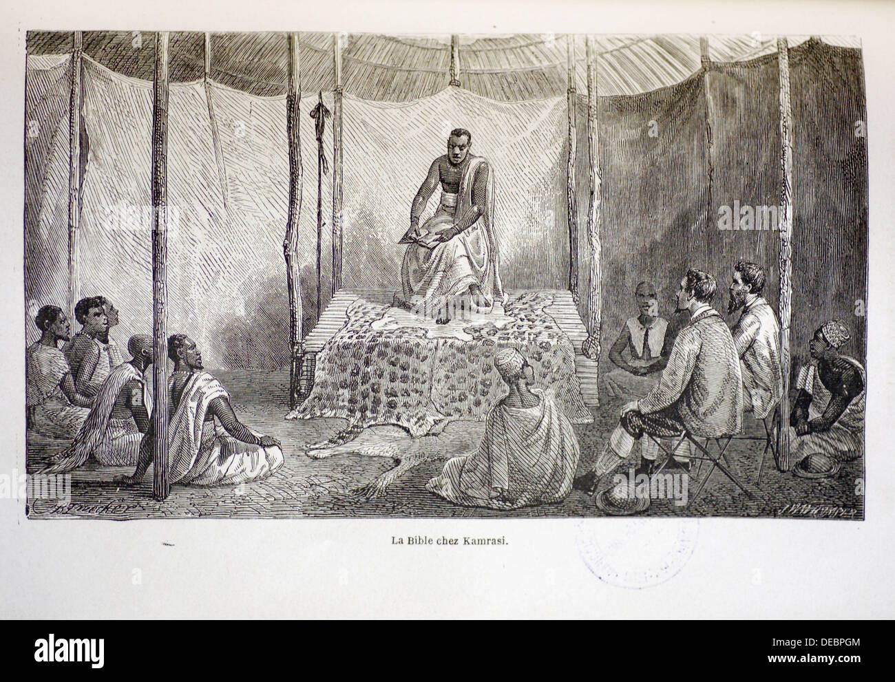 Engraving, plate illustrative of ´Les sources du Nil. Journal de voyage du Capitaine John Hanning Speke´ (1865) by John Hanning Stock Photo