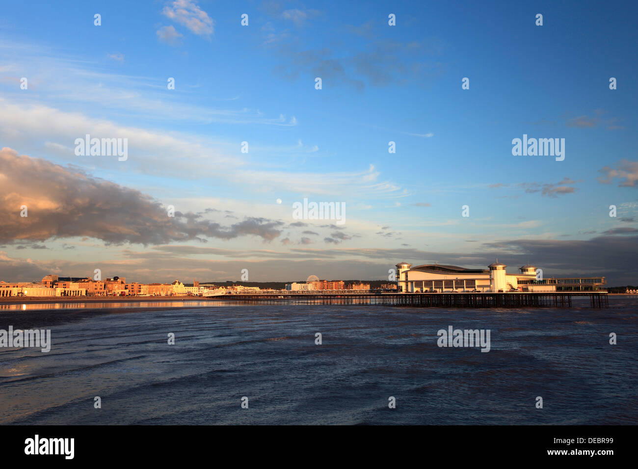 Victorian pier at Weston Super Mare town, Bristol Channel, Somerset County, England, UK Stock Photo