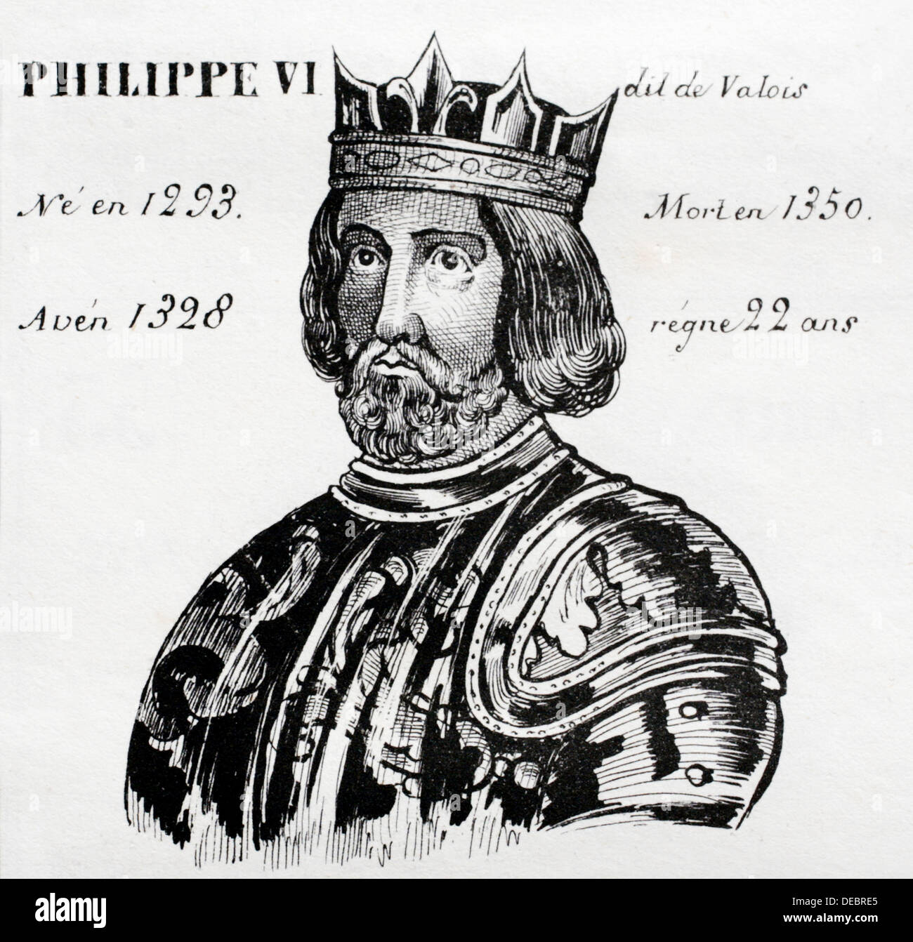 Philippe VI, dit le Valois, king of France from 1328 to 1350. History of France, by  J.Henry (Paris, 1842) Stock Photo