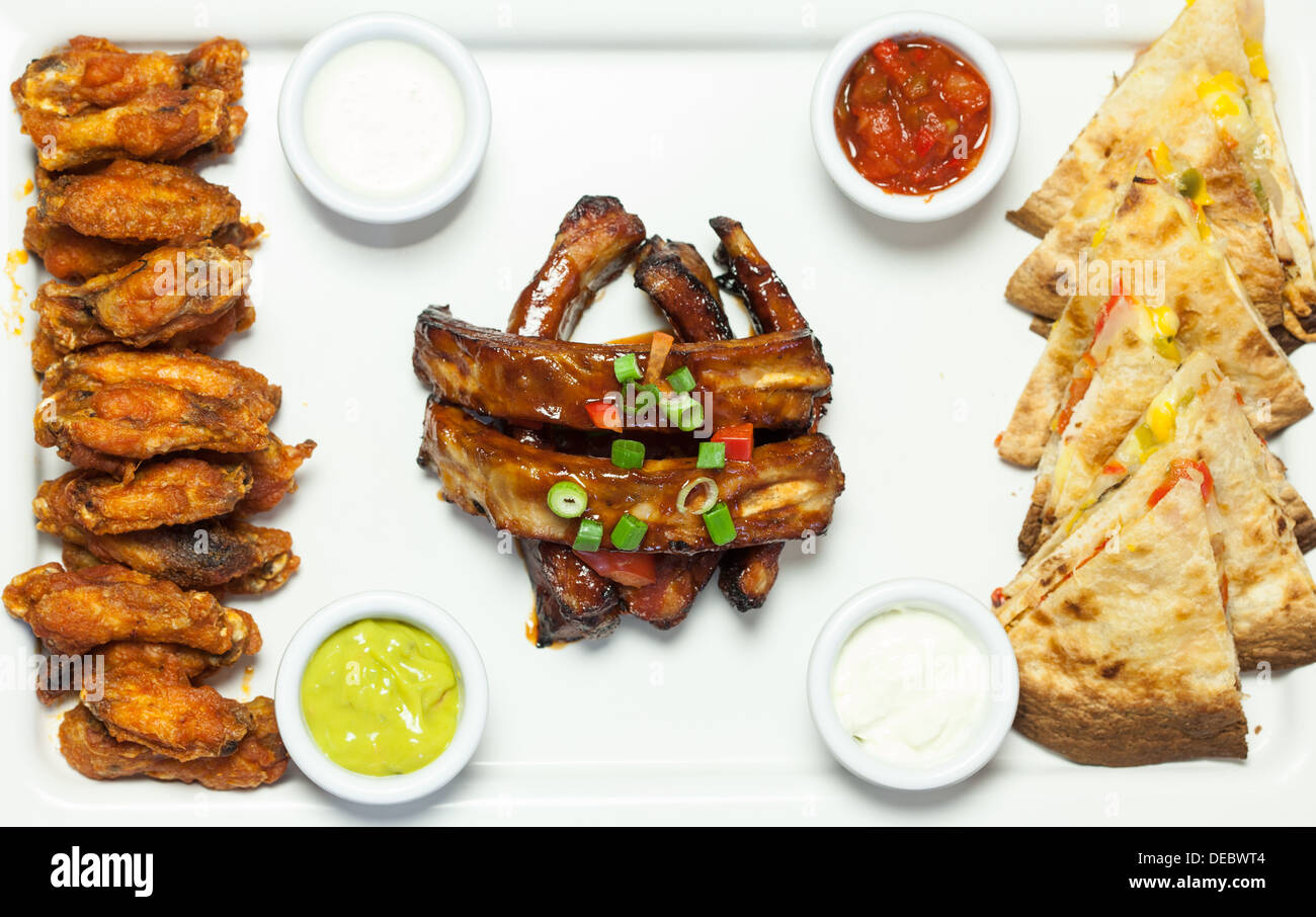 Overhead of an appetizing platter of finger food Stock Photo