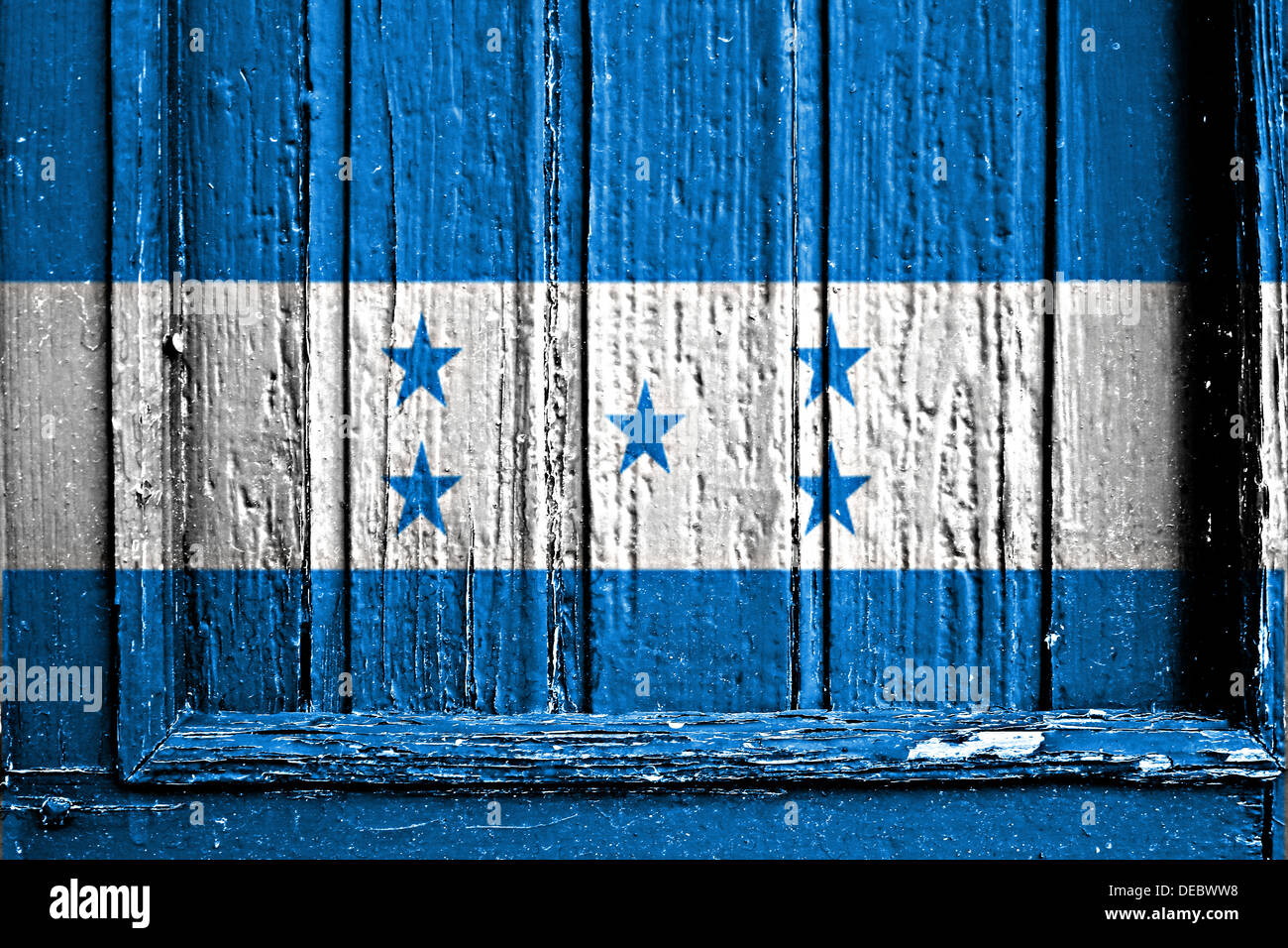 flag of Honduras painted on wooden frame Stock Photo