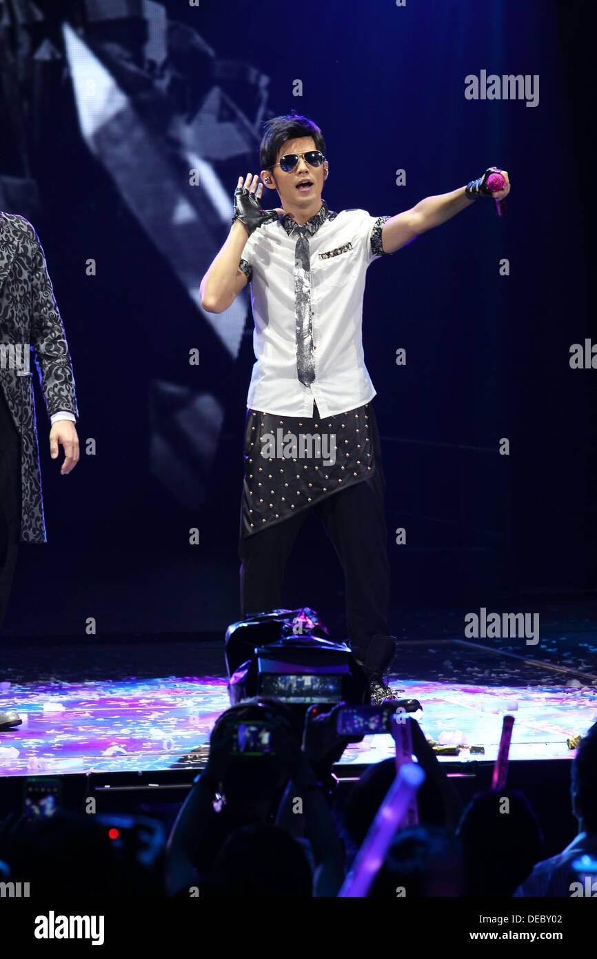 Super star Jay Chou holds concert in Hong Kong China on Friday September 13 2013.Chilam performs as guest singer Stock Photo Alamy