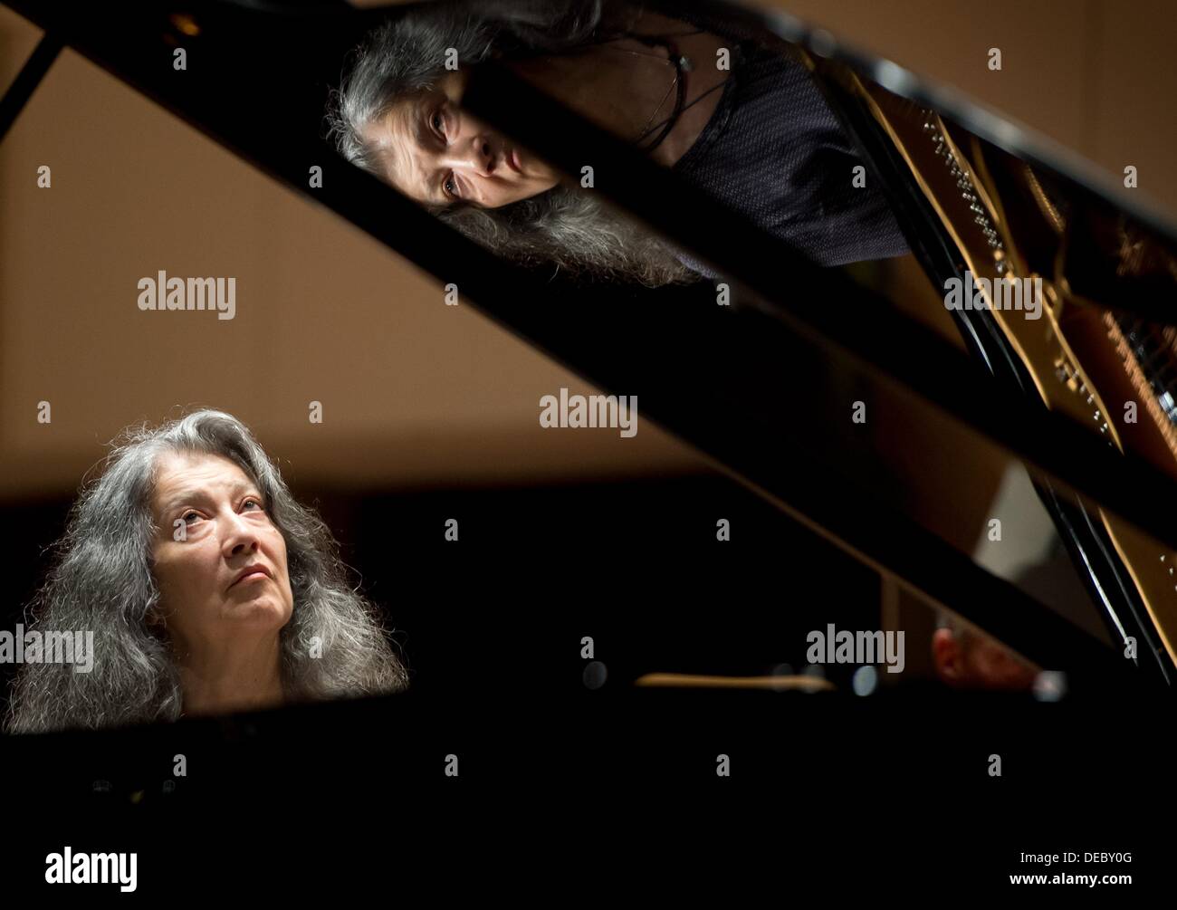 The Argetinian piano player, Martha Argerich, listens during a reheasal in the philharmonic hall of Berlin, Germany, 14 September 2013. Photo: SOEREN STACHE Stock Photo