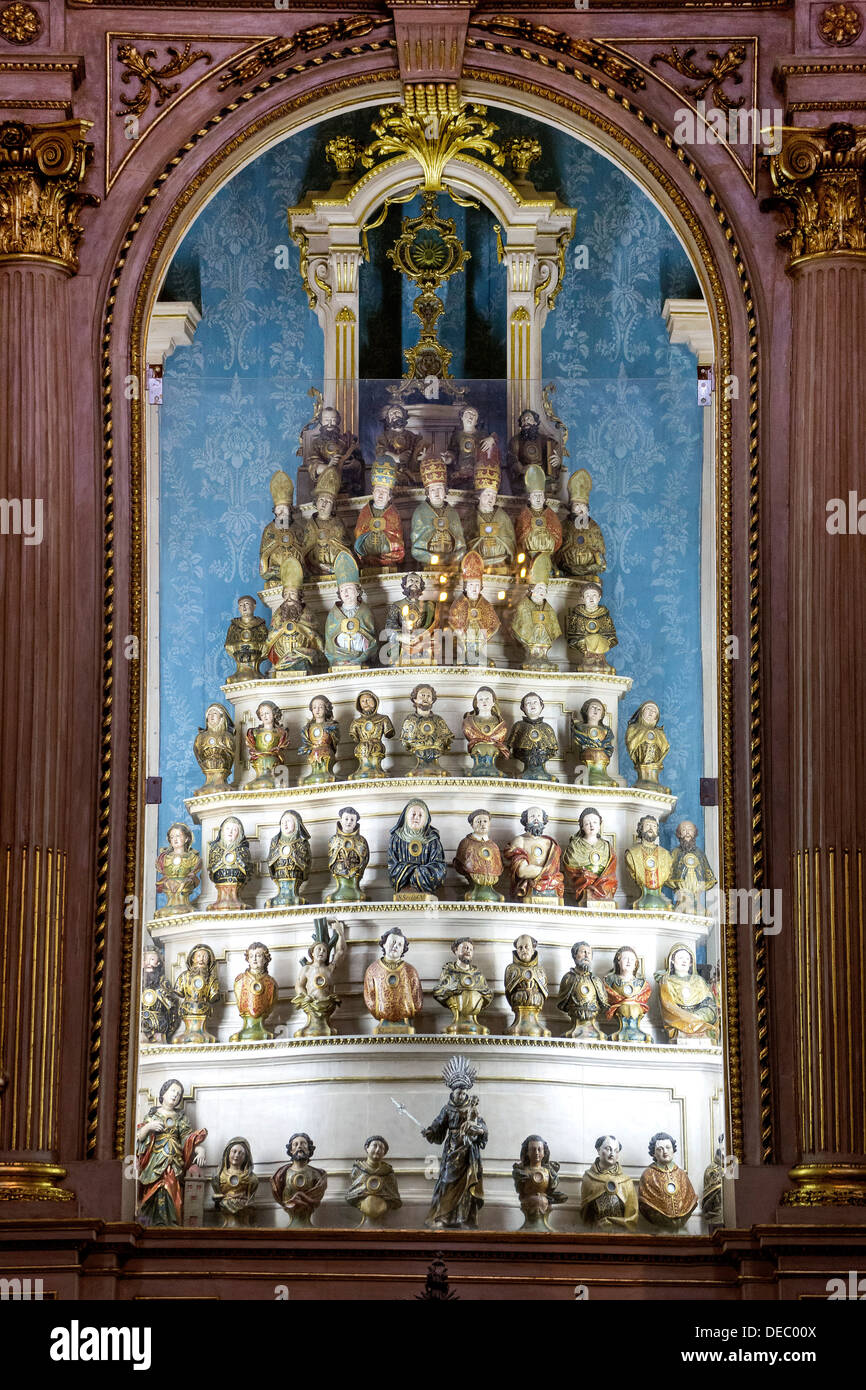 Chapel with figures and relics, Bom Jesus do Monte, pilgrimage church in Braga, Braga, Braga District, Portugal Stock Photo